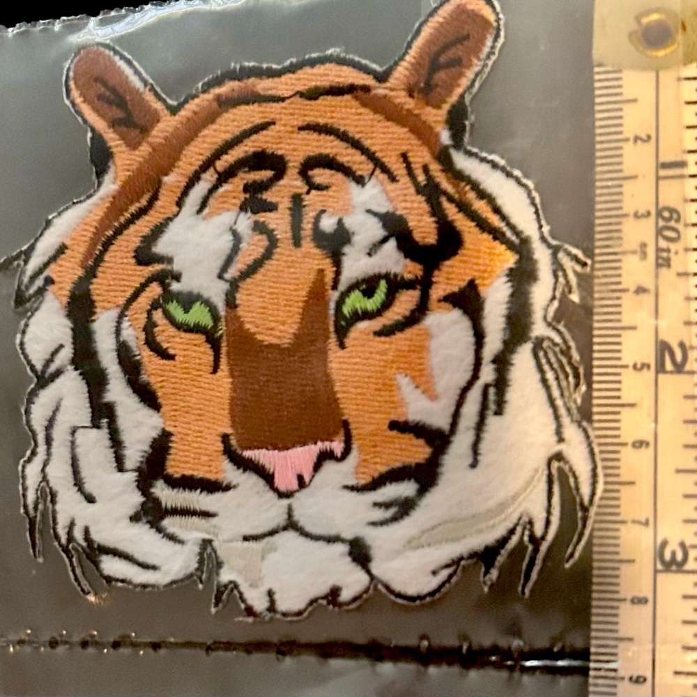 3-  Clemson Tiger themed Iron-On Tiger embroidered Face Patches.  3”x3”.